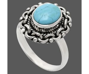 Sleeping Beauty Turquoise Ring size-7 EXR02893 R-1667, 7x9 mm