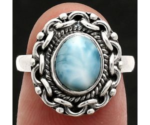 Larimar (Dominican Republic) Ring size-7 EXR02896 R-1667, 7x9 mm