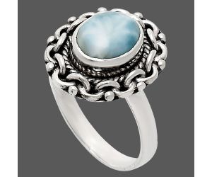 Larimar (Dominican Republic) Ring size-7 EXR02896 R-1667, 7x9 mm