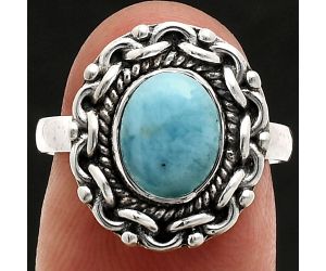 Larimar (Dominican Republic) Ring size-7 EXR02898 R-1667, 7x9 mm