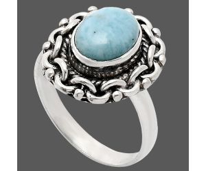 Larimar (Dominican Republic) Ring size-7 EXR02898 R-1667, 7x9 mm