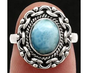 Larimar (Dominican Republic) Ring size-6 EXR02899 R-1667, 7x9 mm