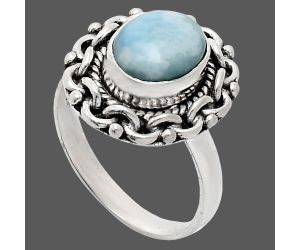 Larimar (Dominican Republic) Ring size-6 EXR02899 R-1667, 7x9 mm