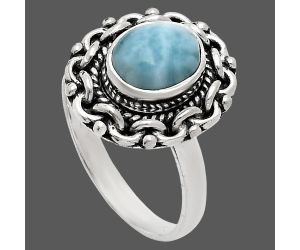 Larimar (Dominican Republic) Ring size-8 EXR02900 R-1667, 7x9 mm