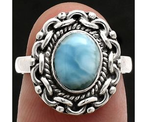 Larimar (Dominican Republic) Ring size-7 EXR02901 R-1667, 7x9 mm