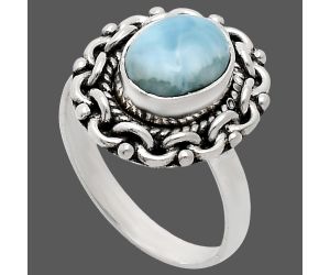 Larimar (Dominican Republic) Ring size-7 EXR02901 R-1667, 7x9 mm