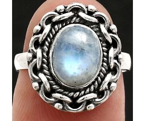 Rainbow Moonstone Ring size-6 EXR02907 R-1667, 7x9 mm