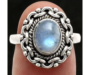 Rainbow Moonstone Ring size-8 EXR02908 R-1667, 7x9 mm