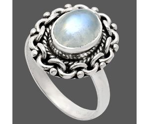 Rainbow Moonstone Ring size-7 EXR02909 R-1667, 7x9 mm