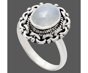 Rainbow Moonstone Ring size-8 EXR02911 R-1667, 7x9 mm