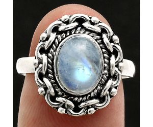 Rainbow Moonstone Ring size-8 EXR02912 R-1667, 7x9 mm