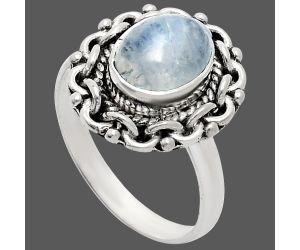 Rainbow Moonstone Ring size-8 EXR02912 R-1667, 7x9 mm