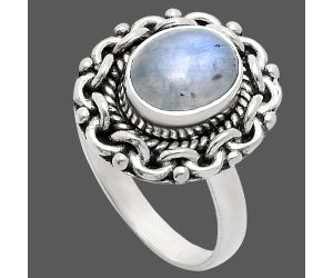 Rainbow Moonstone Ring size-6 EXR02914 R-1667, 7x9 mm