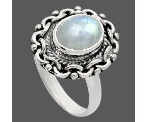 Rainbow Moonstone Ring size-7 EXR02915 R-1667, 7x9 mm