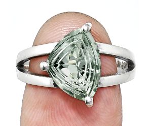 Prasiolite (Green Amethyst) Ring size-9 EXR02957 R-1019, 9x12 mm