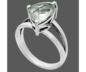 Prasiolite (Green Amethyst) Ring size-9 EXR02957 R-1019, 9x12 mm