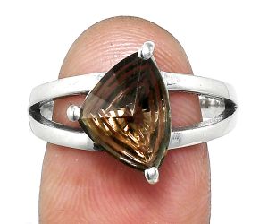 Smoky Quartz Ring size-9 EXR02964 R-1019, 9x12 mm