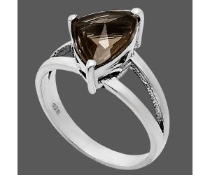 Smoky Quartz Ring size-9 EXR02964 R-1019, 9x12 mm