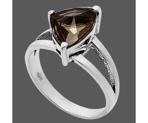 Smoky Quartz Ring size-7 EXR02965 R-1019, 9x12 mm