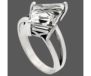 White Quartz Ring size-7 EXR02984 R-1019, 10x14 mm