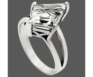 White Quartz Ring size-8 EXR02985 R-1019, 10x14 mm