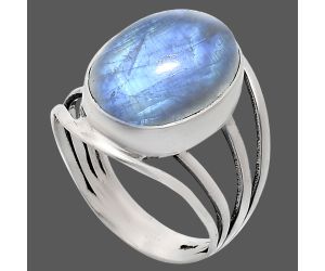 Rainbow Moonstone Ring size-8 EXR03013 R-1219, 12x16 mm