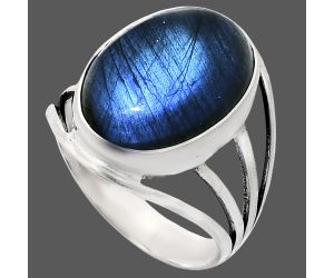 Blue Fire Labradorite Ring size-10 EXR03015 R-1219, 13x18 mm