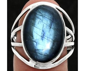 Blue Fire Labradorite Ring size-9 EXR03016 R-1219, 13x18 mm