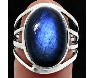 Blue Fire Labradorite Ring size-8 EXR03017 R-1219, 13x18 mm