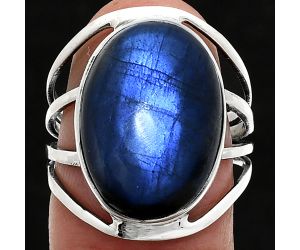 Blue Fire Labradorite Ring size-8 EXR03018 R-1219, 13x18 mm