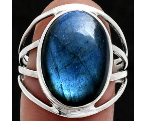 Blue Fire Labradorite Ring size-9 EXR03019 R-1219, 13x18 mm