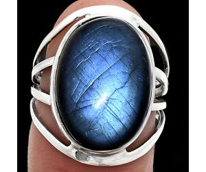 Blue Fire Labradorite Ring size-7 EXR03022 R-1219, 13x18 mm