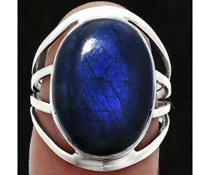 Blue Fire Labradorite Ring size-7 EXR03023 R-1219, 13x18 mm