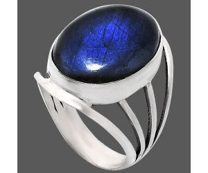 Blue Fire Labradorite Ring size-7 EXR03023 R-1219, 13x18 mm