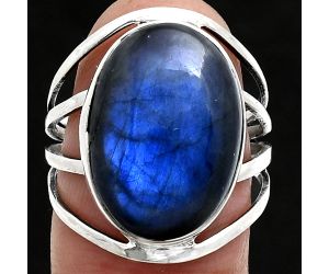 Blue Fire Labradorite Ring size-8 EXR03024 R-1219, 13x18 mm