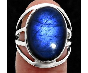 Blue Fire Labradorite Ring size-7 EXR03026 R-1219, 13x18 mm