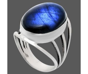 Blue Fire Labradorite Ring size-7 EXR03026 R-1219, 13x18 mm