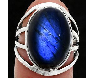 Blue Fire Labradorite Ring size-7 EXR03028 R-1219, 13x18 mm