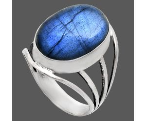 Blue Fire Labradorite Ring size-9 EXR03029 R-1219, 13x18 mm