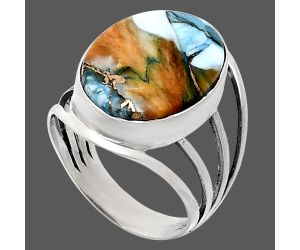 Spiny Oyster Turquoise Ring size-8 EXR03043 R-1219, 13x18 mm