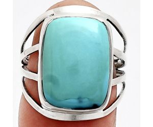 Natural Rare Turquoise Nevada Aztec Mt Ring size-7 EXR03051 R-1219, 12x16 mm