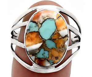 Spiny Oyster Turquoise Ring size-10 EXR03057 R-1219, 12x16 mm