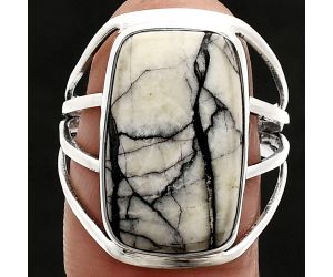 Authentic White Buffalo Turquoise Nevada Ring size-9 EXR03061 R-1219, 12x19 mm