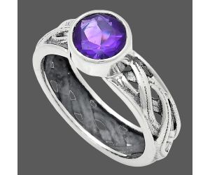 Amethyst Ring size-7 EXR03097 R-1161, 7x7 mm