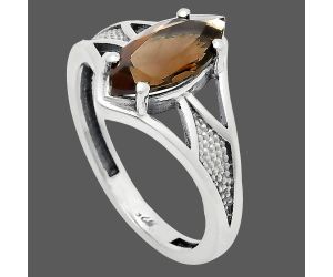 Smoky Quartz Ring size-9 EXR03167 R-1727, 6x12 mm