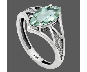 Prasiolite (Green Amethyst) Ring size-8 EXR03177 R-1727, 6x12 mm