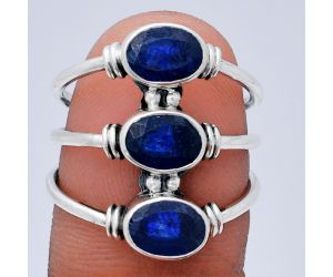 Blue Sapphire Glassfield Ring size-10 EXR03283 R-1566, 7x5 mm