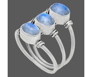 Rainbow Moonstone Ring size-7 EXR03315 R-1566, 7x5 mm