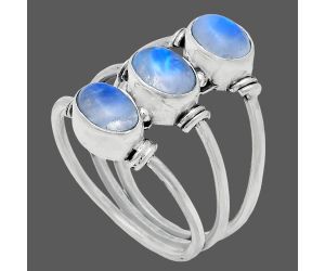 Rainbow Moonstone Ring size-8 EXR03318 R-1566, 7x5 mm