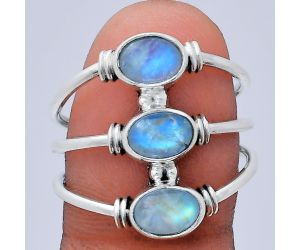 Rainbow Moonstone Ring size-9 EXR03323 R-1566, 7x5 mm